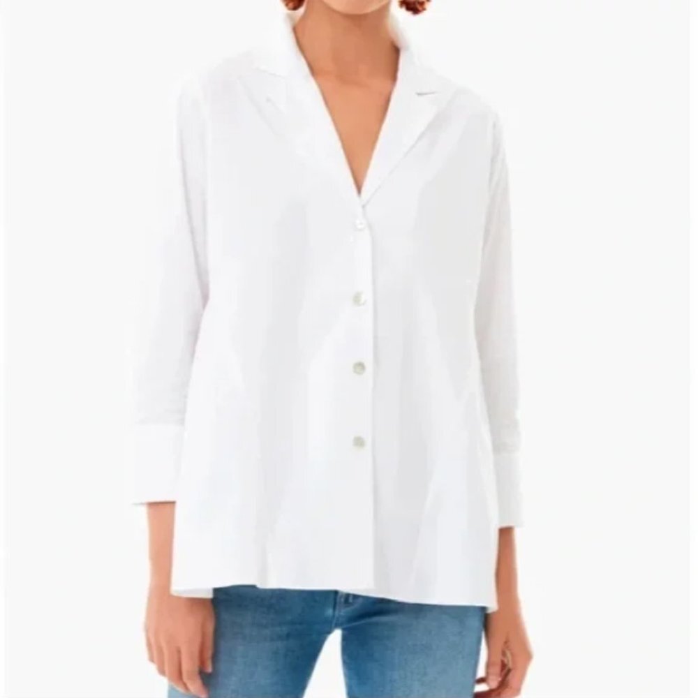 Tuckernuck Pomander Place Scarlett Button Down Pleated Top White Size S